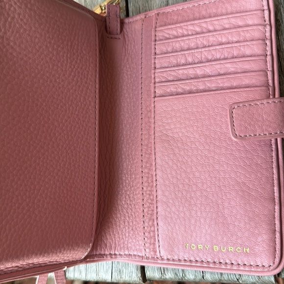 Tory Burch Rose w/Gold (Pink Magnolia Britten) Soft Leather Wallet/Wristlet - Picture 12 of 15